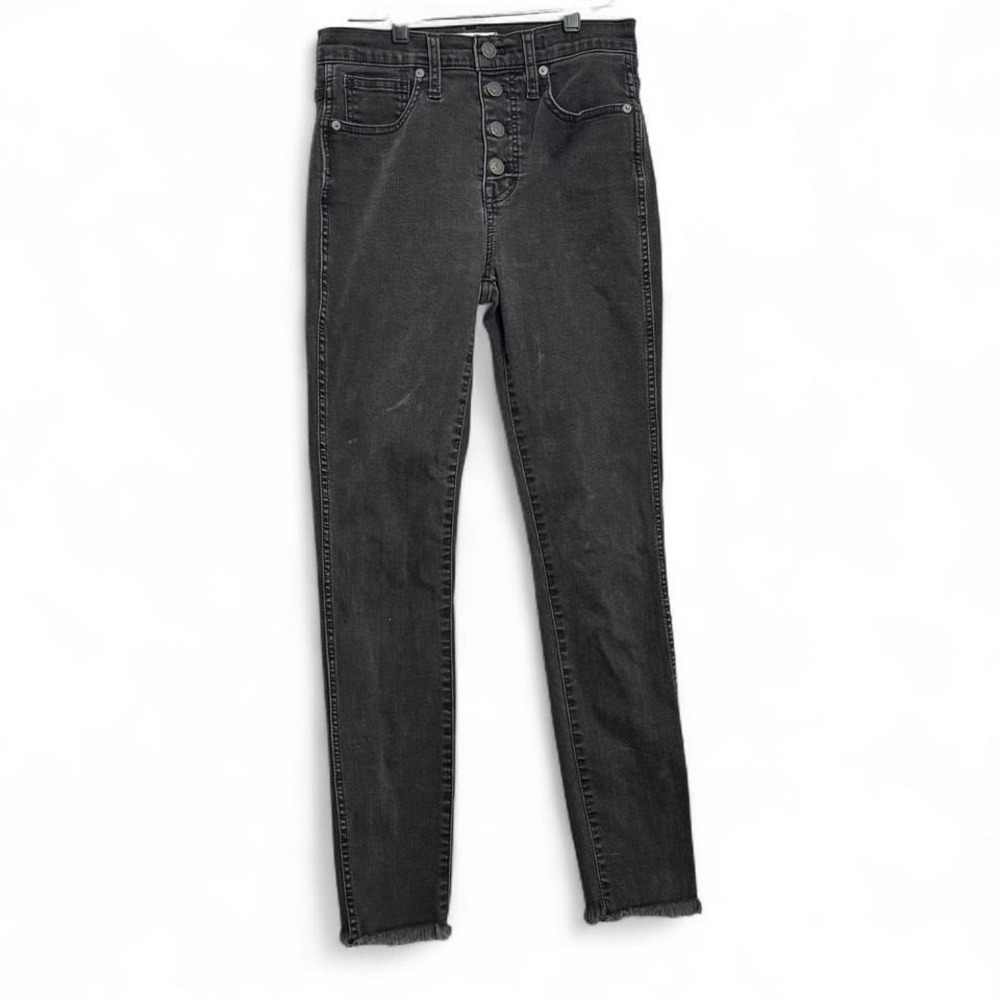 Madewell 10" High Rise Skinny Black Jeans Raw‎ Hem Sz 25 Grunge Punk Streetwear